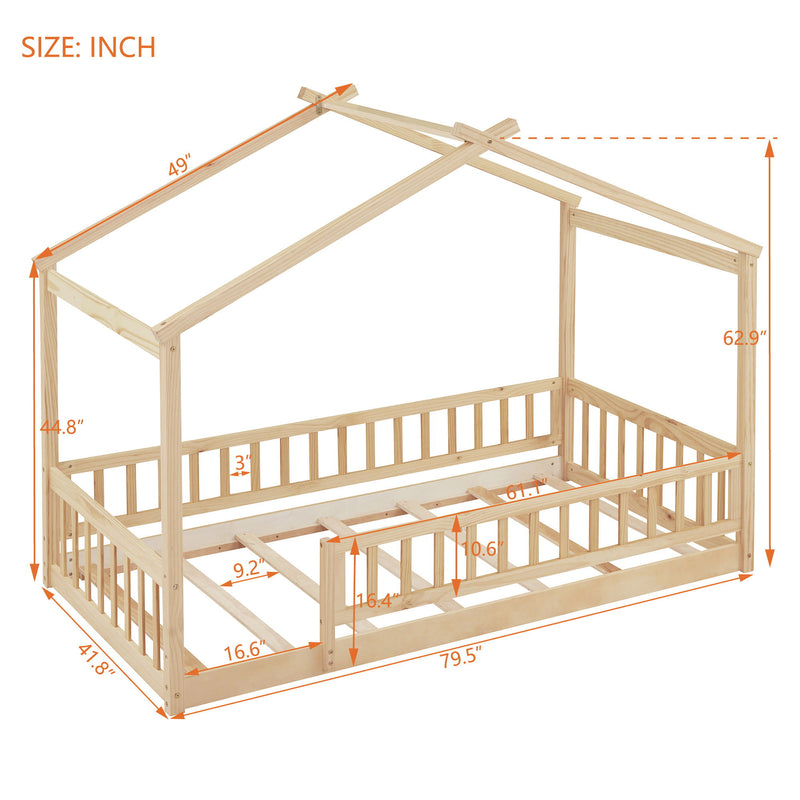 Bed House Bed Frame With Fence - R&R Furniture Gallery (Fountain Valley, CA)
