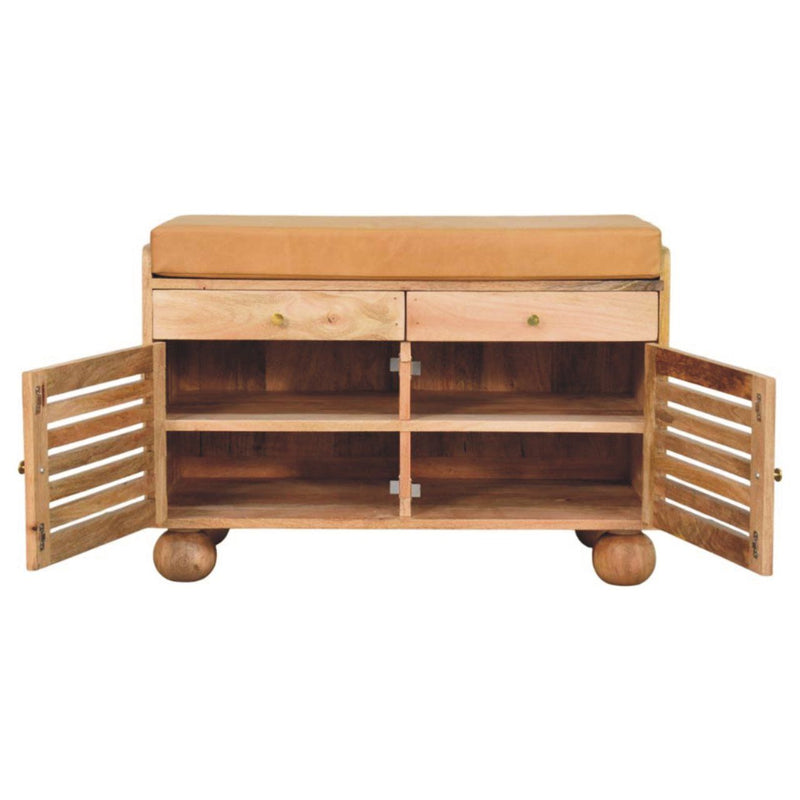 Shutter Shoe Rack With 2 Drawers - Beige - R&R Furniture Gallery (Fountain Valley, CA)