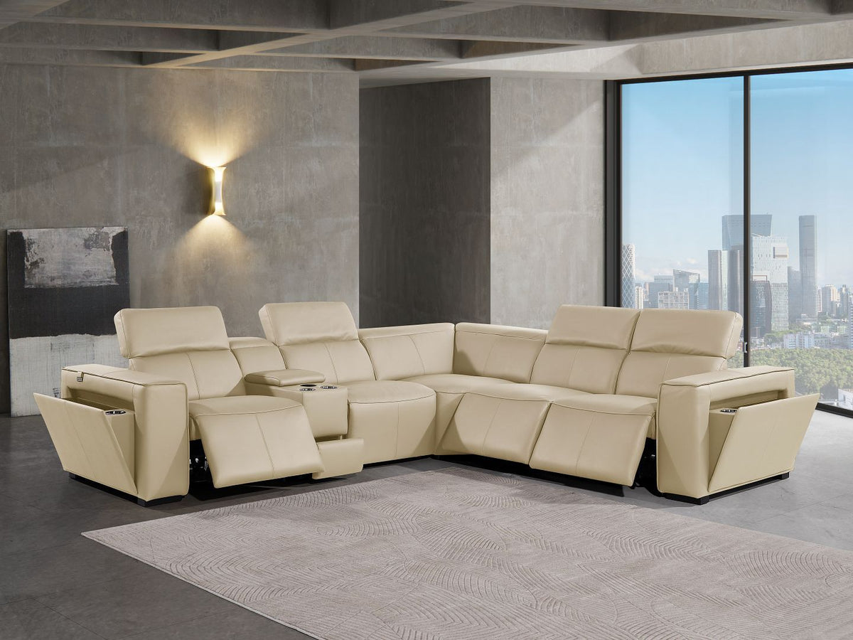 1224 - 6-Piece L-Shaped Sectional Sofa In With 3 Power Recliners & Power Headrests