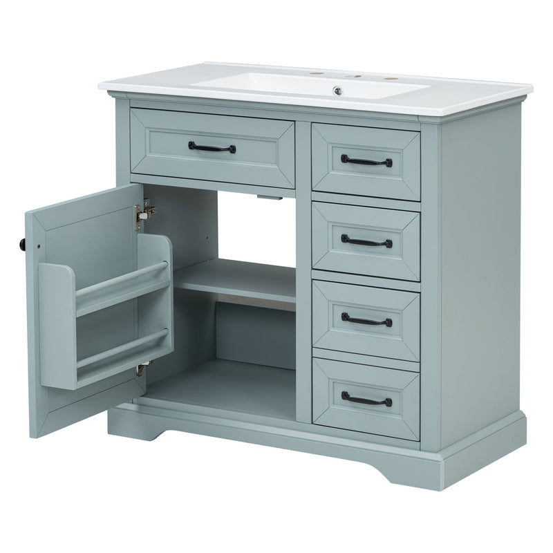 36" Bathroom Vanity With Sink, 2 Tip Out Drawers, Soft Close Hinges - R&R Furniture Gallery (Fountain Valley, CA)