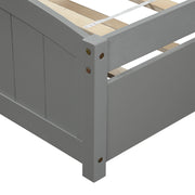 DreamHaus platform bed with headboard, footboard, and wood slat support, showcasing a modern wooden bedroom furniture set.
