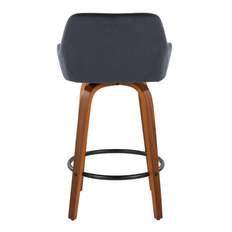 Lumi Source Daniella contemporary fixed-height counter stool set with swivel, round footrest, and modern design.