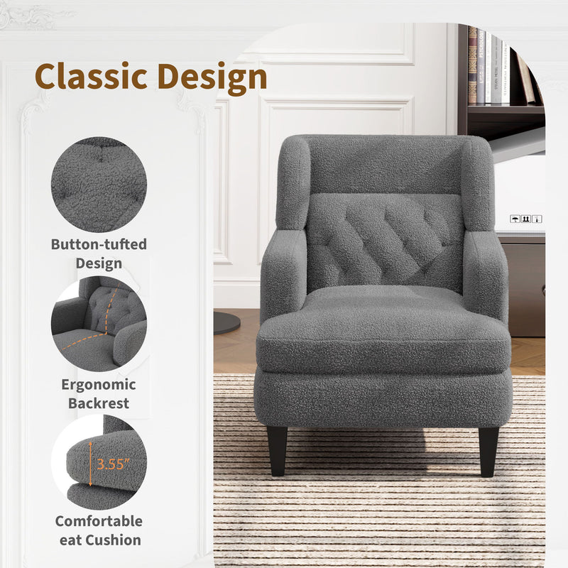 Upholstered Accent Chair Tufted Armchair For Living Room And Bedroom - R&R Furniture Gallery (Fountain Valley, CA)