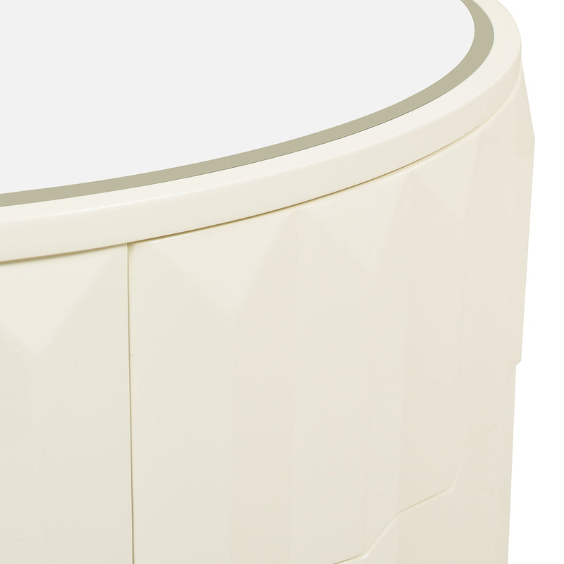 Facino - Round Storage Coffee Table - White Birch - R&R Furniture Gallery (Fountain Valley, CA)