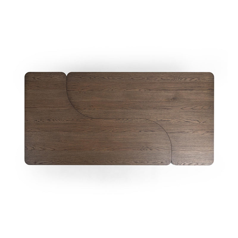 Classic Home Melina coffee table with a sleek wooden top and metal legs, modern design for living room decor.
