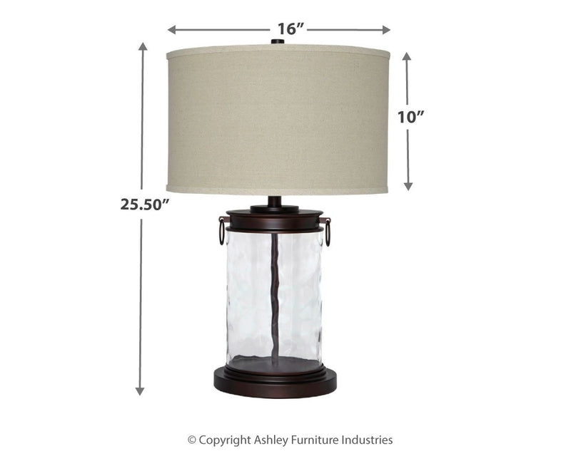 Tailynn - Glass Table Lamp  - Clear / Bronze Finish - R&R Furniture Gallery (Fountain Valley, CA)