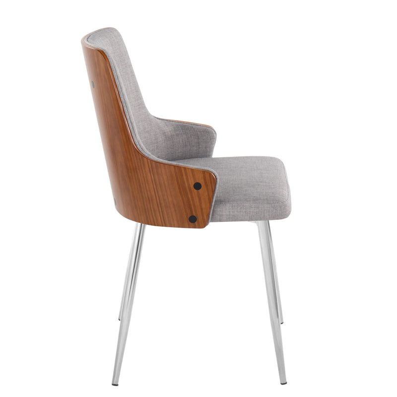 Lumi Source Stella contemporary dining chairs, set of 2, featuring sleek design with upholstered seats and modern wooden legs.