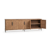 Classic Home Edison 6-door Sandy Cove buffet cabinet with wood finish and modern design, featuring six spacious doors.