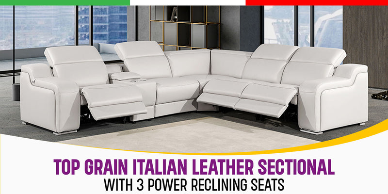 1116 - Power Reclining Italian Leather Sectional - R&R Furniture Gallery (Fountain Valley, CA)