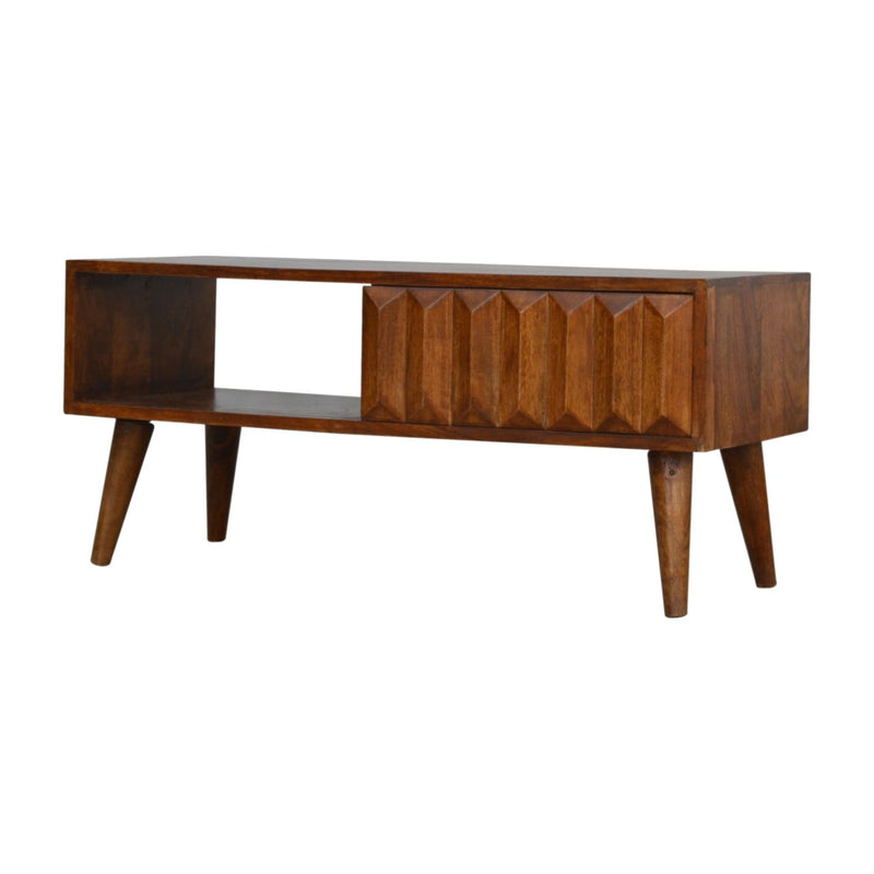Prism Sliding Media Unit - Chestnut - R&R Furniture Gallery (Fountain Valley, CA)