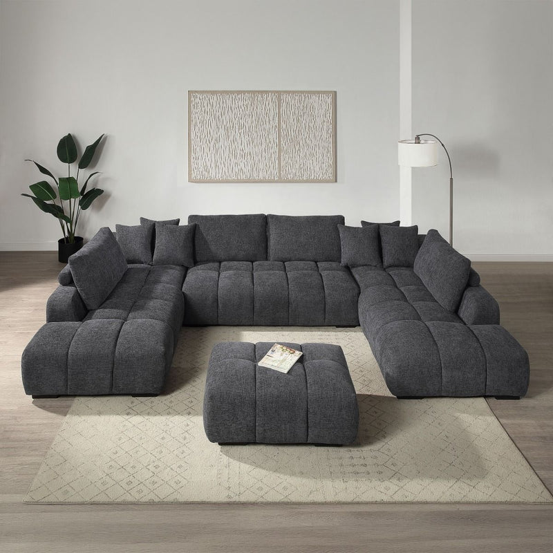 Chosen - Ottoman - Gray Chenille - R&R Furniture Gallery (Fountain Valley, CA)