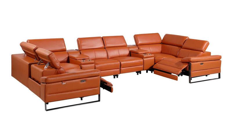 1246 - 8-Piece U-Shaped Modular Power Reclining Sectional With 2 Power Recliners And Power Headrests