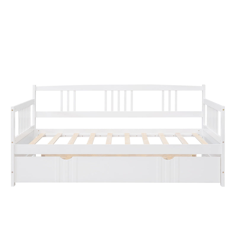 Modern DreamHaus multifunctional daybed with built-in storage drawers and sleek wooden frame, ideal for versatile bedroom use.