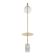 Lumi Source Symbol contemporary floor lamp with glam white marble side table, modern design, and sleek white finish.