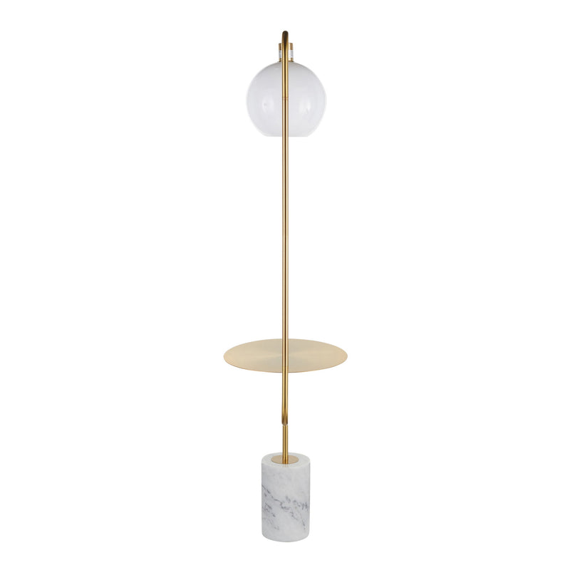 Lumi Source Symbol contemporary floor lamp with glam white marble side table, modern design, and sleek white finish.