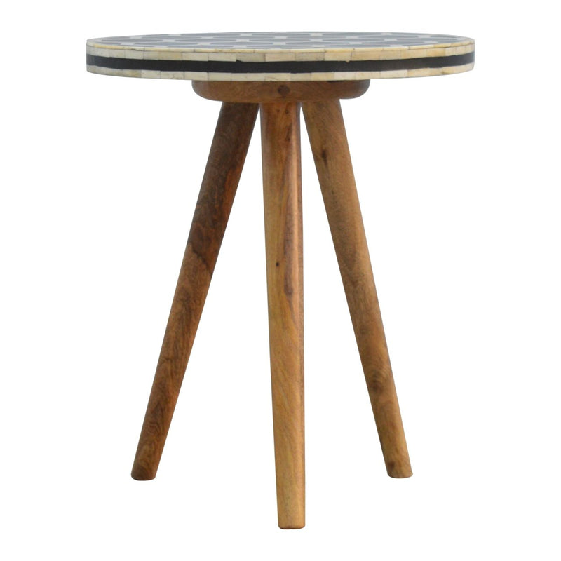 Inlay Bone Tripod Stool - Beige / White - R&R Furniture Gallery (Fountain Valley, CA)
