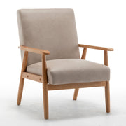 US Pride wide classic mid-century modern arm chair with wooden frame and upholstered seat and back in a stylish design.