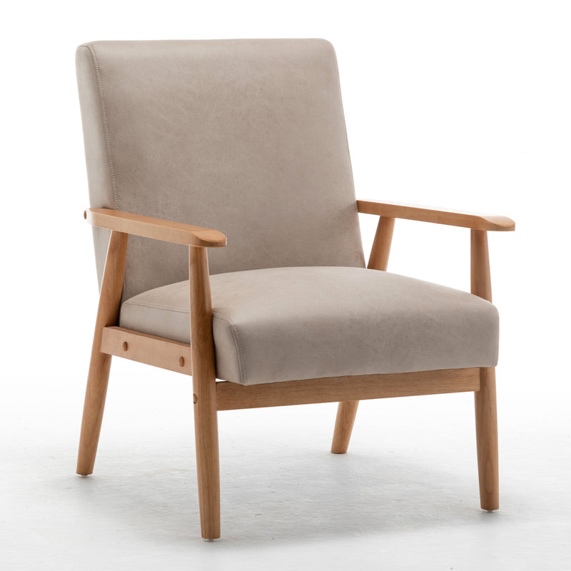 US Pride wide classic mid-century modern arm chair with wooden frame and upholstered seat and back in a stylish design.