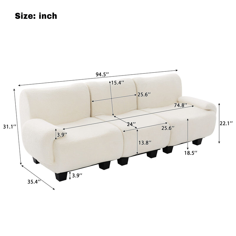Noble House 3-seater sofa with curved armrests, stationary design, plush upholstery, and modern style for living room decor.