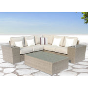 Outdoor Wicker Sectional With Weather Resistant Cushions And Table - R&R Furniture Gallery (Fountain Valley, CA)