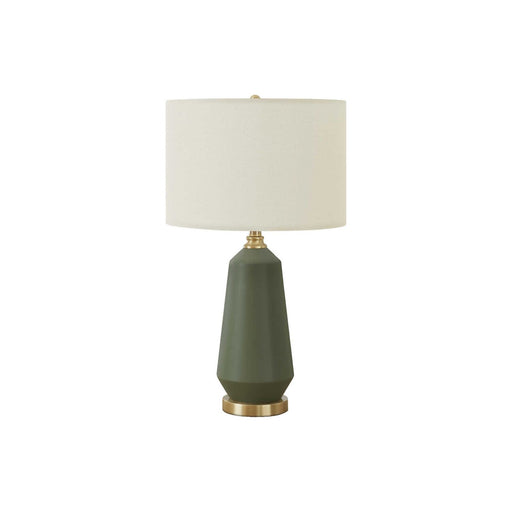 Green ceramic table lamp from 8th Street with a contemporary design, featuring a sleek and stylish appearance.