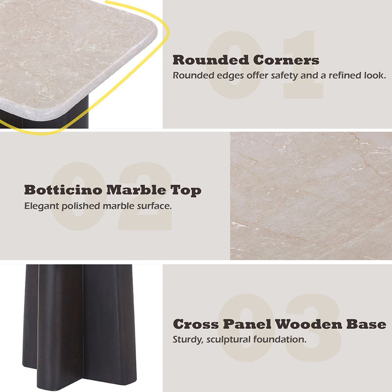 Jacory - End Table With Bottocino Marble Top - Beige / Espresso - R&R Furniture Gallery (Fountain Valley, CA)
