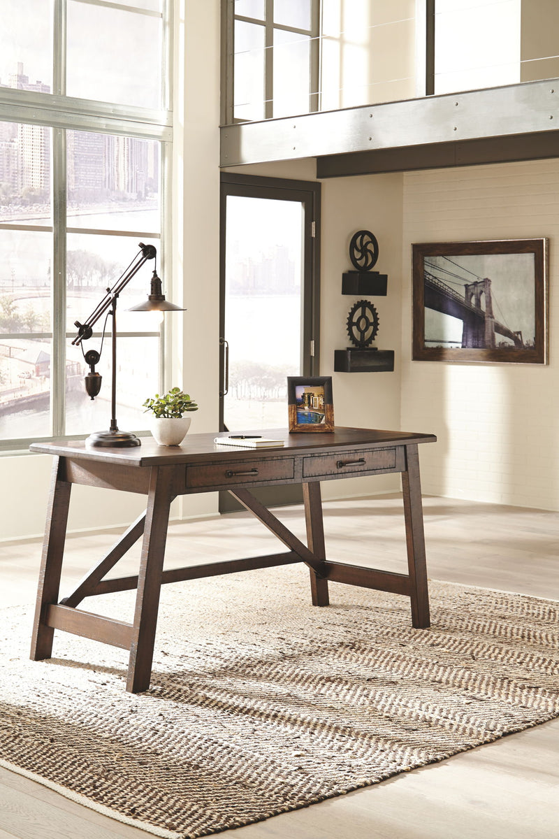 Baldridge - Home Office Large Leg Desk - Rustic Brown - R&R Furniture Gallery (Fountain Valley, CA)