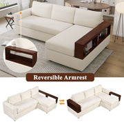 Noble House stationary sectional sofa with upholstered cushions and reversible armrests for a modern living room setting.