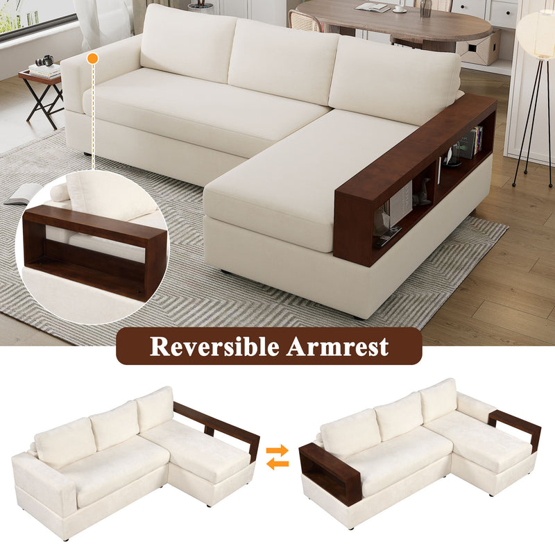 Noble House stationary sectional sofa with upholstered cushions and reversible armrests for a modern living room setting.