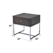Iban - End Table - Gray Oak & Chrome - R&R Furniture Gallery (Fountain Valley, CA)