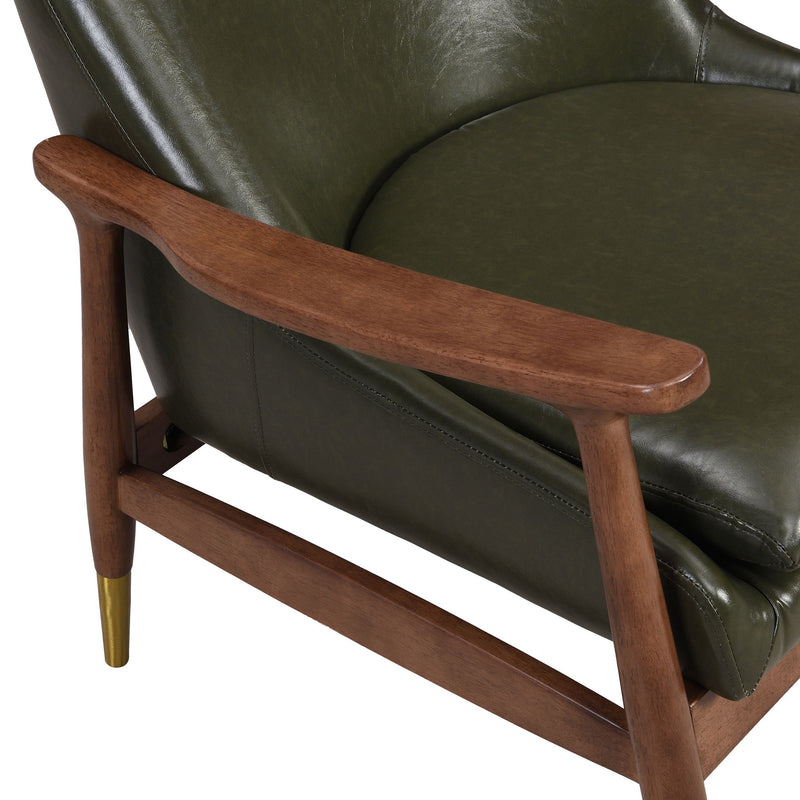 Mid - Century Accent Chair With Cushioned Seat, Brass Tipped Legs - R&R Furniture Gallery (Fountain Valley, CA)