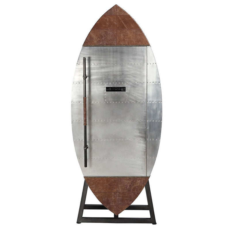 Brancaster - Wine Cooler - Retro Brown Top Grain Leather & Aluminum - R&R Furniture Gallery (Fountain Valley, CA)