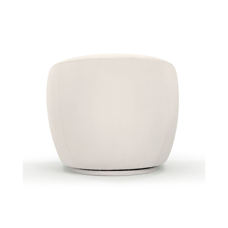 Jordan velvet swivel chair by TOV Furniture featuring a plush, rounded design with a swivel base in a modern style.