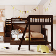 Solid L Shaped Bunk Bed With 3 Drawers, Ladder And Staircase - R&R Furniture Gallery (Fountain Valley, CA)
