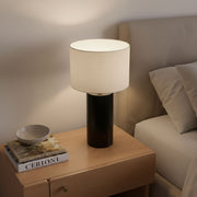 Aura - Table Lamp With On / Off Switch Block Base - Black / White - R&R Furniture Gallery (Fountain Valley, CA)