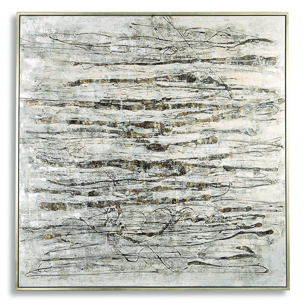 Scribbles - Hand Painted Canvas - Black / Brown / Gray