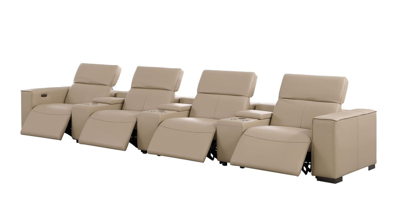 1208 - 7 Piece Leather Sofa With 4 Power Recliners And Power Headrests