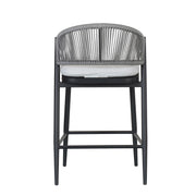 Outdoor 26" Counter Height Metal Frame Counter Stools With Scallop Shaped Backrest & Water Resistant Cushions - R&R Furniture Gallery (Fountain Valley, CA)