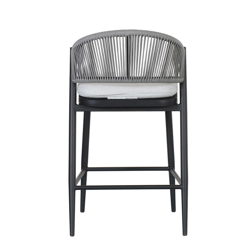 Outdoor 26" Counter Height Metal Frame Counter Stools With Scallop Shaped Backrest & Water Resistant Cushions - R&R Furniture Gallery (Fountain Valley, CA)