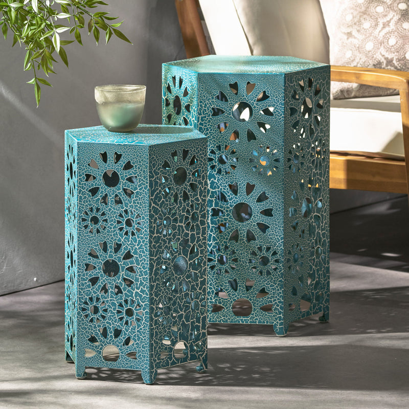 Noble House Eliana side table with a sleek wooden surface and modern design, suitable for living room or bedroom decor.