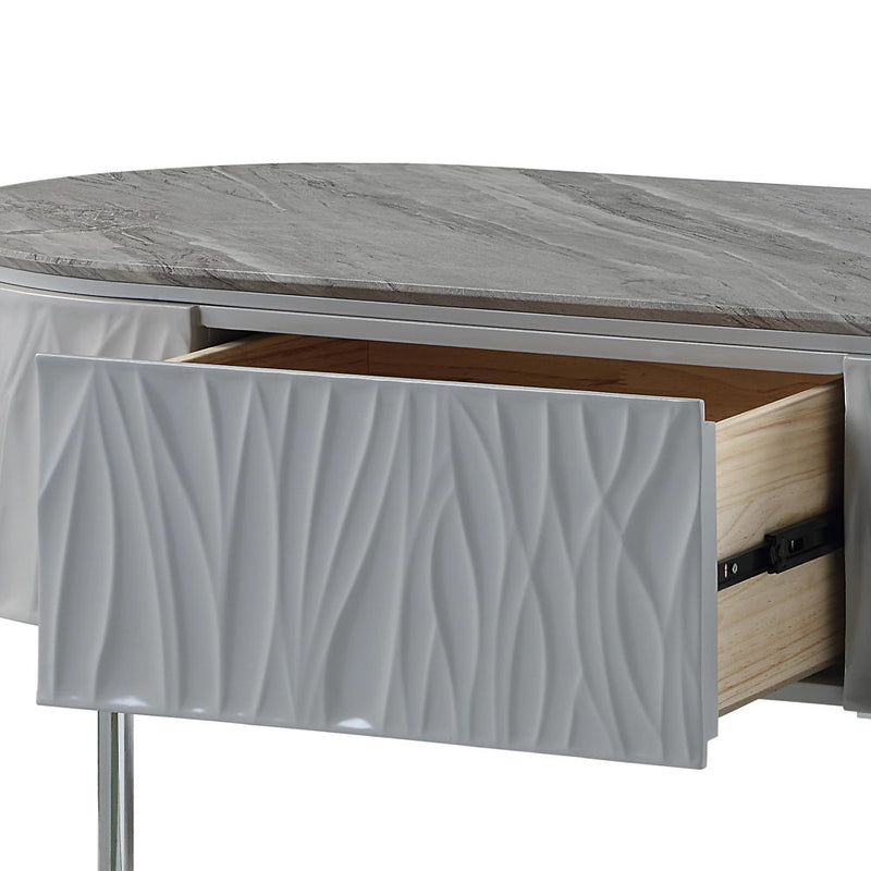 Yukino - Coffee Table - Gray High Gloss & Chrome - R&R Furniture Gallery (Fountain Valley, CA)