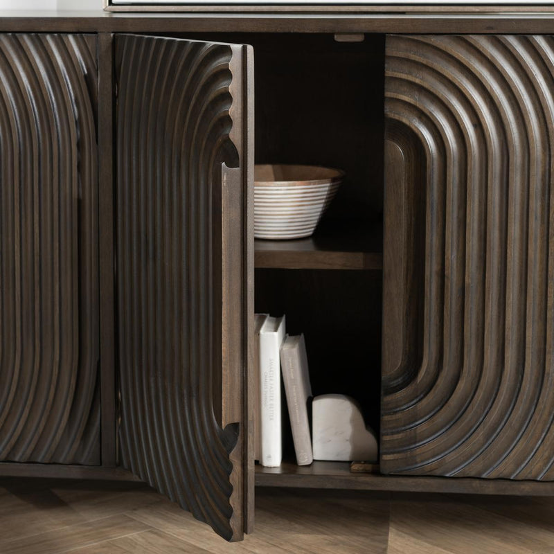 Colson - Mango Wood 4 Door Cabinet - Dark Brown - R&R Furniture Gallery (Fountain Valley, CA)