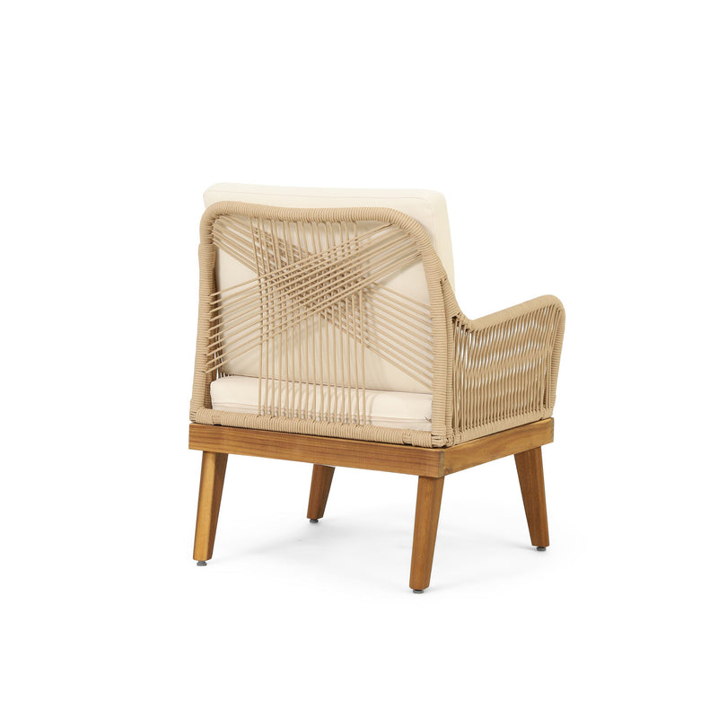 Outdoor Club Chair With Rope Weave Design - Teak - R&R Furniture Gallery (Fountain Valley, CA)