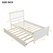 DreamHaus platform trundle bed with clean lines and wooden frame, featuring a hidden pull-out bed for space-saving sleeping options.