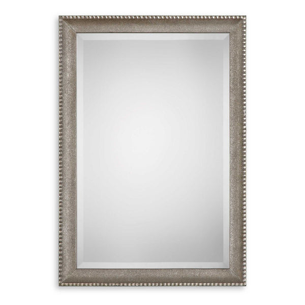 Textured Surface Mirror - Metallic Silver & Light Gray