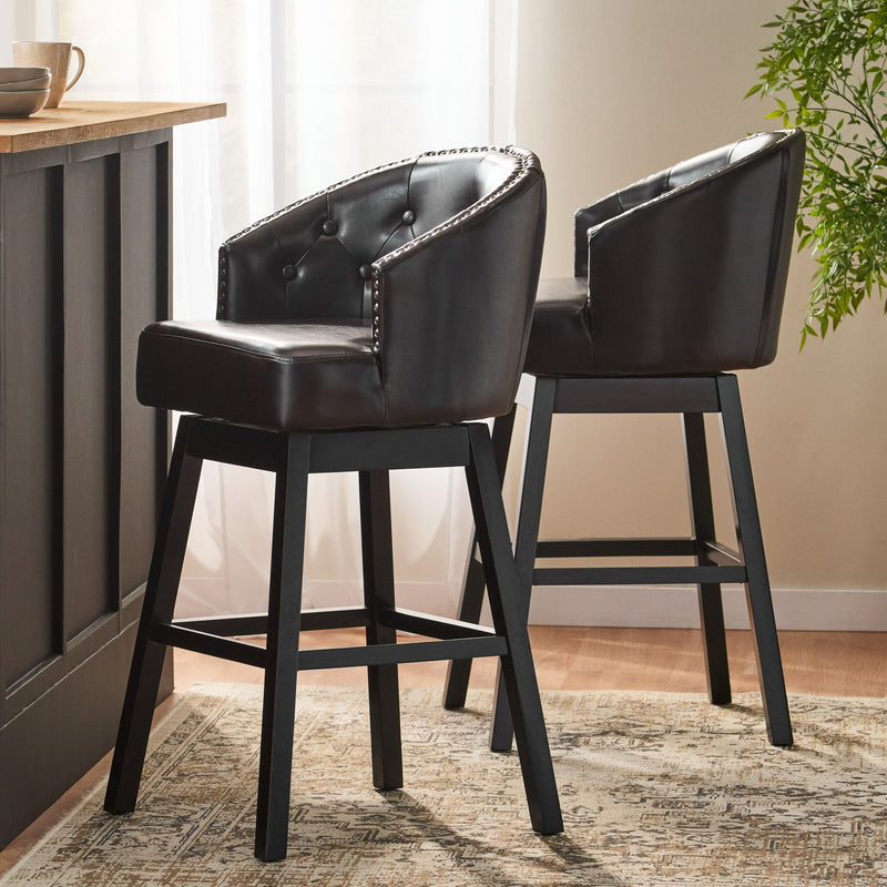 360 Degree Swivel Bar Stool With Stunning Nailhead Trim (Set of 2) - R&R Furniture Gallery (Fountain Valley, CA)