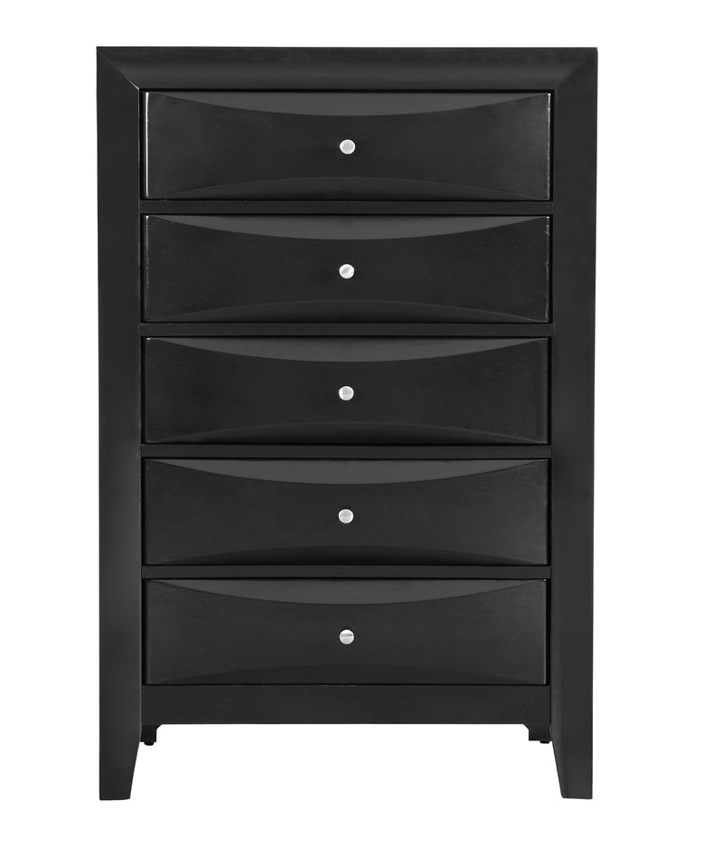 Glory Furniture Marilla accent chest with a sleek wooden finish and modern design, featuring multiple drawers for storage.