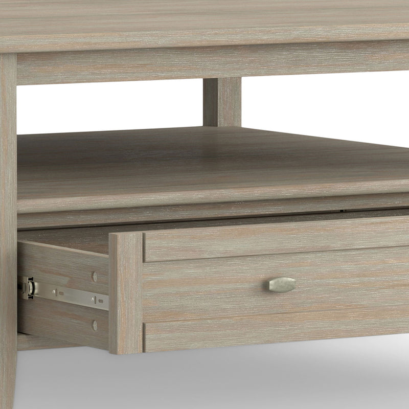 Handcrafted Warm Shaker coffee table by Simpli-Home with a smooth wooden surface and sturdy legs.