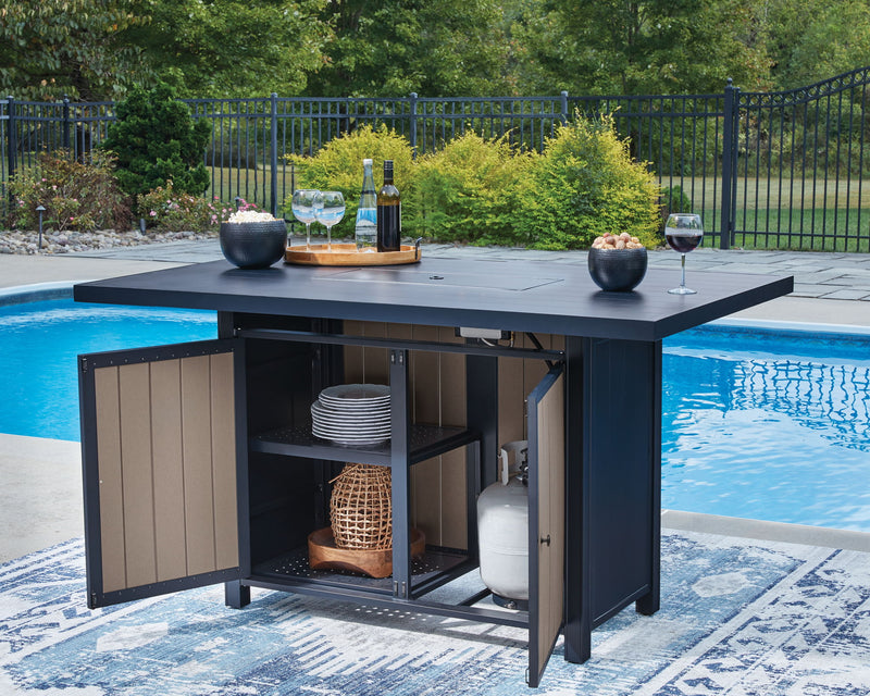 East Beach - Rectangular Bar Table With Fire Pit - Blue - R&R Furniture Gallery (Fountain Valley, CA)
