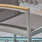 Poetic - Outdoor Dining Chair With Faux Wood Arms And Aluminum Frame (Set of 2) - Gray - R&R Furniture Gallery (Fountain Valley, CA)